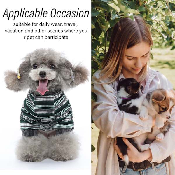 Randiga hundpyjamas mjuka elastiska vår-sommar onesie valppjamas för fotograferingar fester grön XS