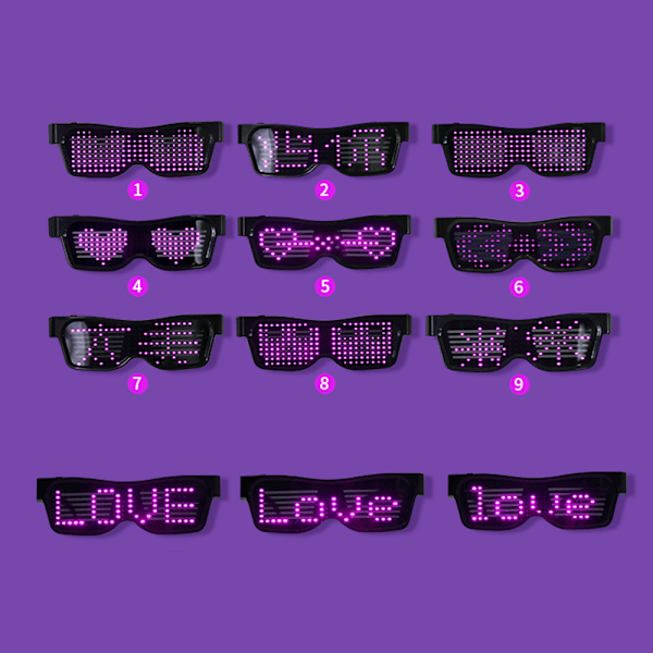 LED Lysande Glasögon USB Uppladdningsbara & Trådlösa med Blinkande LED-Display Självlysande Glasögon för Julfester Barer Rave Festival