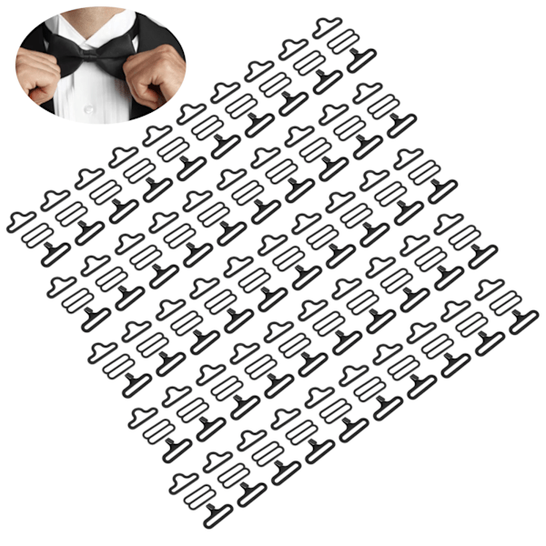 50 set metall justerbar fluga hårdvara Cravat klämma krok fäste slips rem