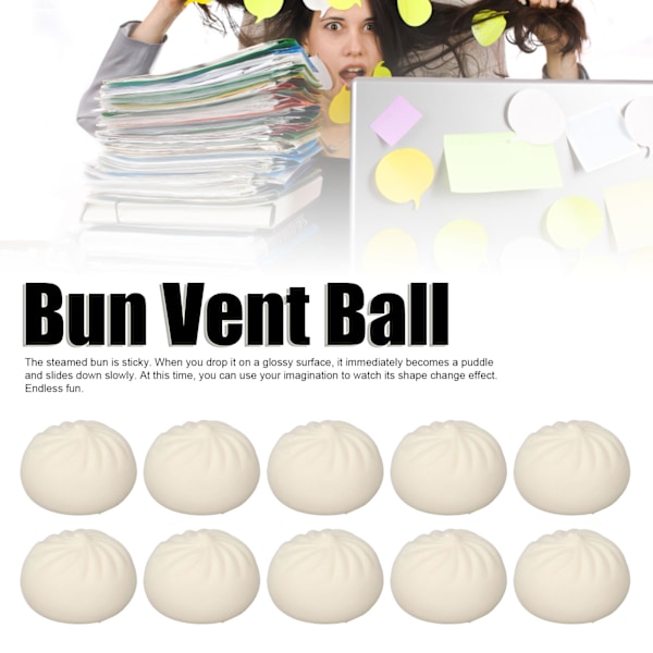 24 st Bun Vent Ball Ångestlindring Bekväm Simulering Dumpling Squishy Stressboll för Äldre Barn och Vuxna Vit 5,5x4,5cm/2,2x1,8in