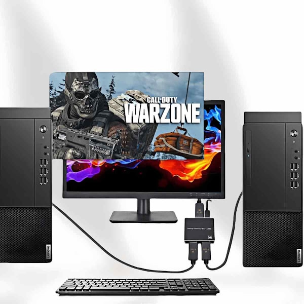 DisplayPort Dubbelriktad Switch 8K 30Hz 2 In 1 Ut 1 In 2 Ut DP 1.4 Switch DP Splitter för Dubbla Skärmar PC Laptop