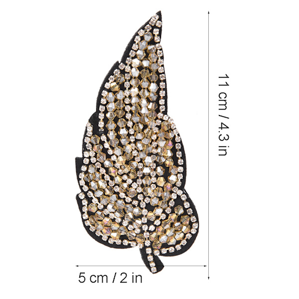 2 st broderade lappar kristallglas diamant sy på pärlbroderier kläder väska dekoration blad