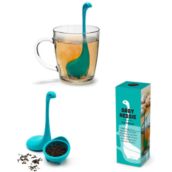 Baby Nessie Löst Blad Teinfuser (Turkos) - Söt Teinfuser med Infuseringssked - Söta Te Party Gåvor - Lång Hals med Handtag, Bollkroppssjö