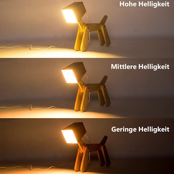 Modern design trä skrivbordslampa led djur hund lampa dimmer bordslampa belysning för barn pojkar vardagsrum sovrum sänglampa