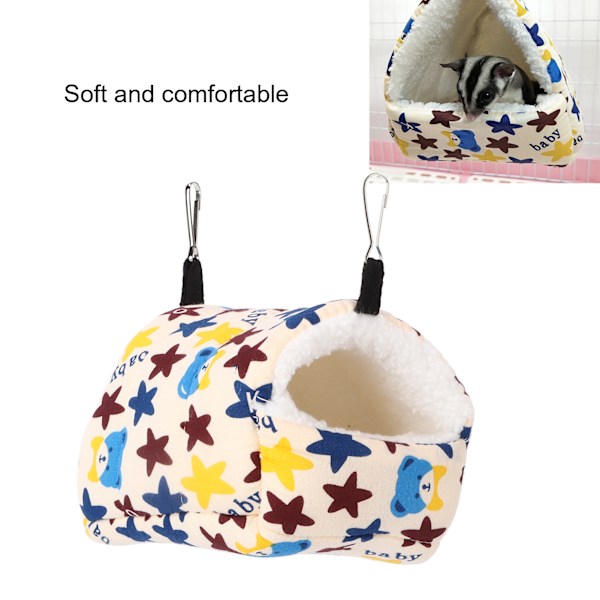 Liten husdjur hängande bomulls hängmatta hamster vinter varm bomull hängande säng för hamster chinchilla och små djur 17x15cm stjärna