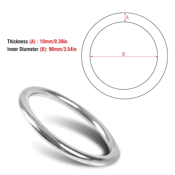 Tunga 1 st 304 rostfritt stål polerat O-ring slätt svetsat verktyg multifunktionell 10090