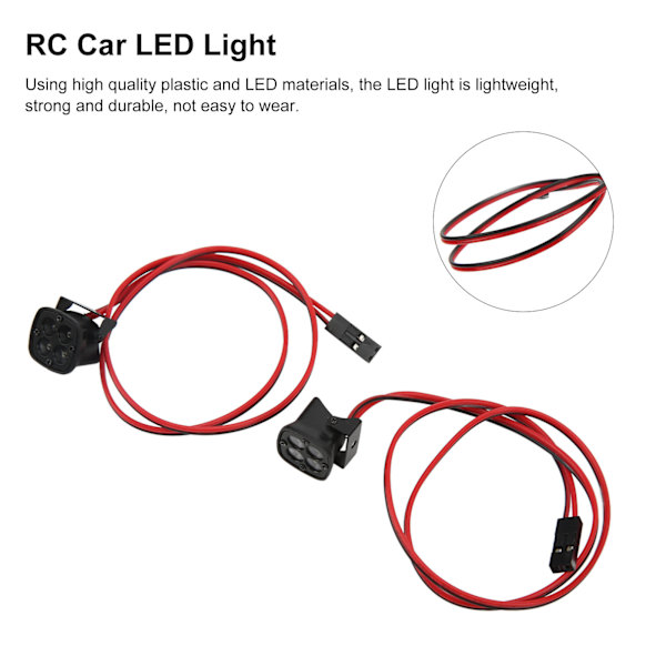 2 set LED-strålkastare för RC-bil, fyrkantiga strålkastare med hög ljusstyrka för 1/10 RC Crawler-bil