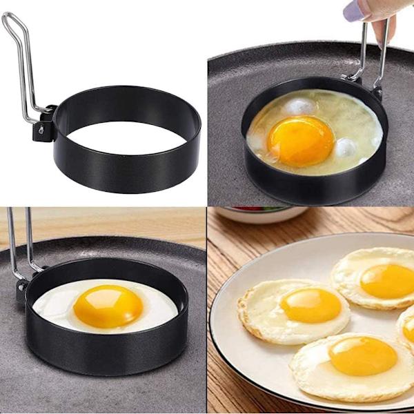 4 st Non-Stick Äggringar, Runda Äggformar i Rostfritt Stål för Stekta och Pocherade Ägg Crumpets på Kokkärl och Ångkokare