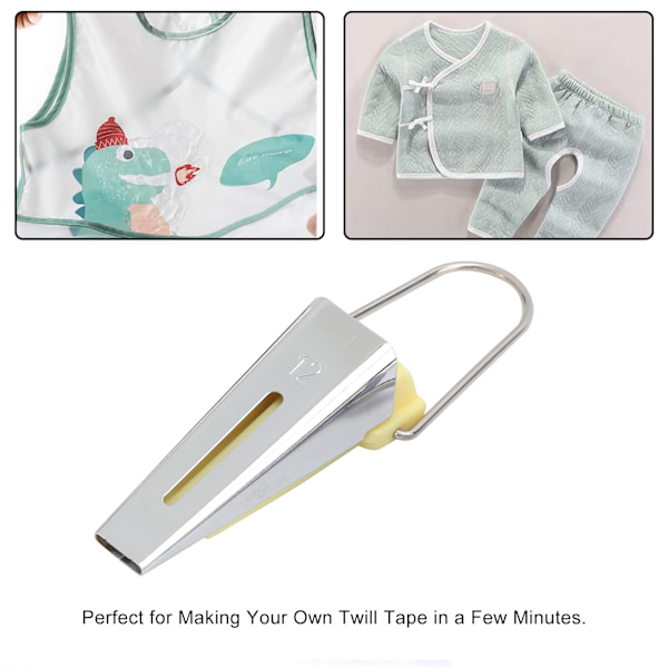 Tejptillverkare 5 storlekar tygbandstillverkare maskin set DIY quiltning fållverktyg kit för hushåll 12MM gul
