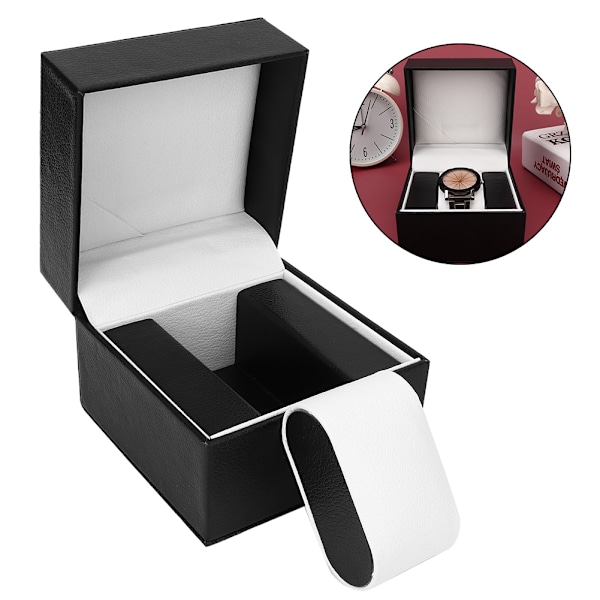 Elegant Klockbox, Lyxig Displayfodral med Mjuk Vaddering, Vattentålig P.U. Läder Smyckesförvaring för Klockor och Andra Värdefulla Föremål,