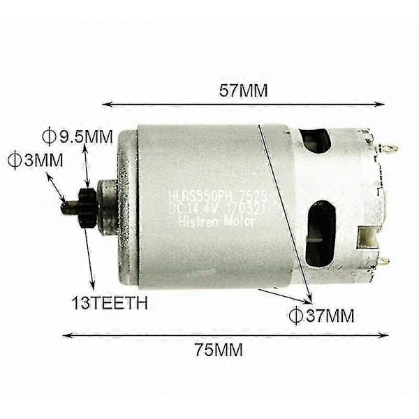 14.4V 13 Tänder Motor för Bosch GSR GSR14.4-2-Li PSR14.4 Li-2 Hållbar Borrmotor Reservdelar Metall Elverktyg Reservdelar Cisea Tillbehör