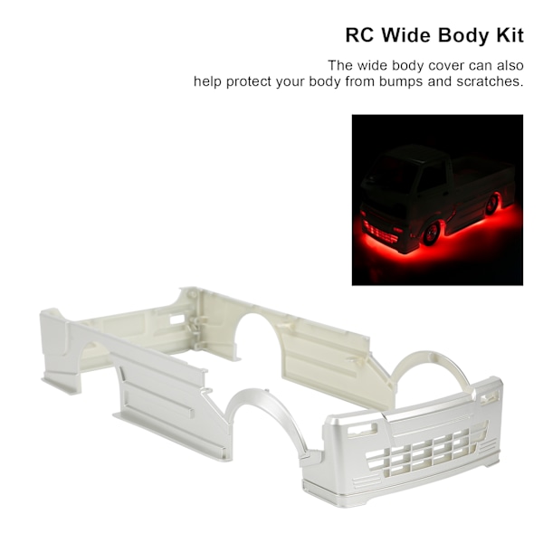 RC bred karosseri kit stort omgivande lock LED-ljusmodifieringssatser för WPL D12 RC-lastbil silverröd