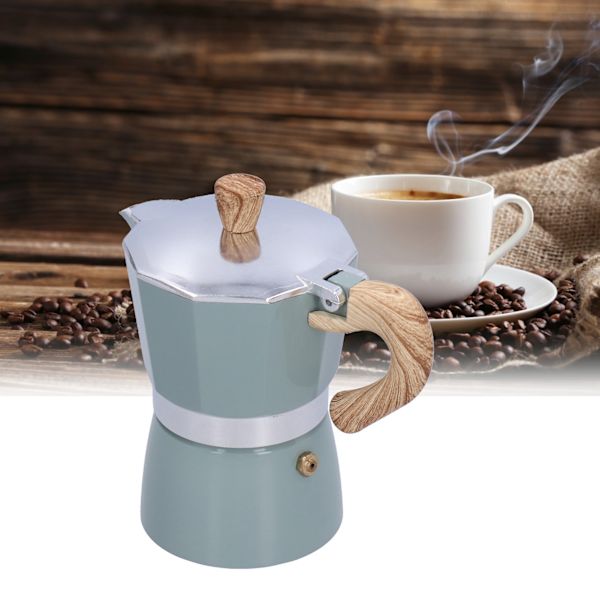 150ML Kaffekanna Spisplatta Moka Maker Kaffebryggare Kanne för Gasspis Etanolspis Cyan Blå
