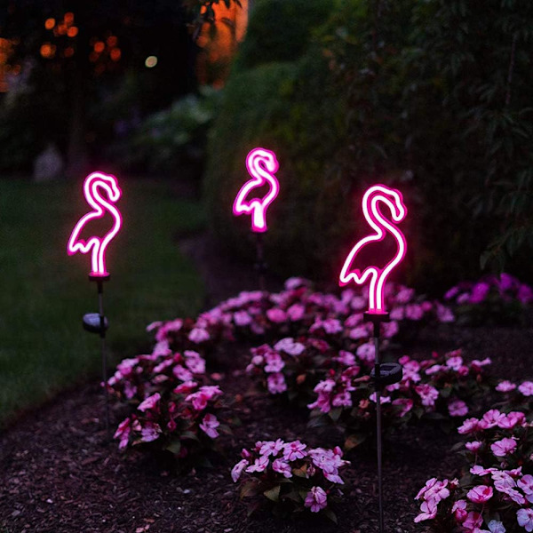 Solar Garden Pile Light Vattentät Solar Gräsmatta Dekoration Neon Flamingo Landskapsljus $ Solar Flamingo Neon Lights för stigar, terrasser, utomhus