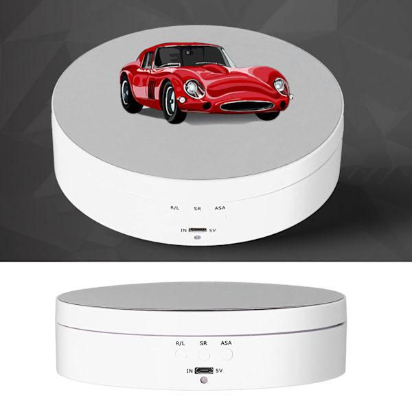 Motoriserad roterande displaystativ 138mm Elektrisk roterande skivspelare 3 hastigheter Justerbar USB-driven smyckesdisplayfäste Vit