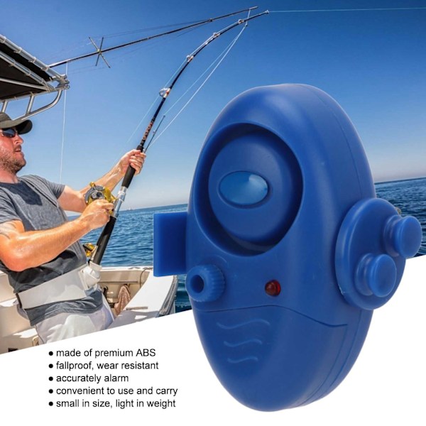 Fiske Bite Alarm Blå ABS Elektronisk Slitstark Fisk LED Indikator Ljudlarm Fiskeverktyg Tillbehör