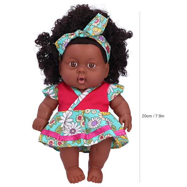 20cm Reborn Baby Doll Livsliknande Baby Doll Leksak Lockigt Hår Simulering Dockkollektion Leksak PresentQ8-003