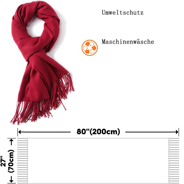 Damscarf vanlig mjuk 200 x 65 cm mjuk varmare