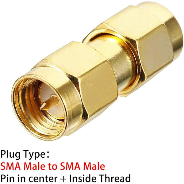 Koaxial RF-adapterkontakt SMA koaxial honkontakt SMA hane till SMA hane (5-pack)