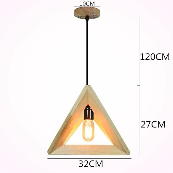 Enkel Massiv Trälampa, Nordiskt Modernt Hem med Hängande Belysningsarmatur för Geometriska Ljuskronor