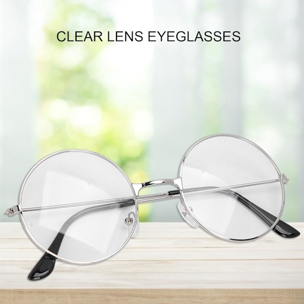 Vintage Style Clear Lens Eyeglasses Unisex Men Women Metal Frame Glasses SpectaclesSilver