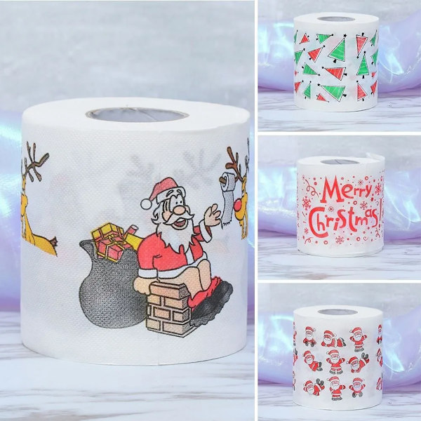 Jultoalettpapper Hem Jultomte Bad Toalettpapper Julmaterial Xmas Decor Tissue Roll 10*10cm Dekor