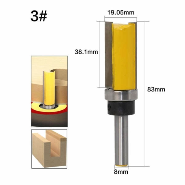 Finish Pattern Pattern Router Bits Set Träbearbetning Fräs Cutter Shank Flush Trim Bit Set