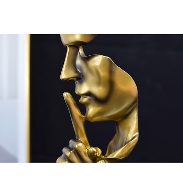 Tänkare Staty Levande Form Kompakt Syntetiskt Harts Attraktiv Dekorativ Tystnad Är Guld Figur för Hem Mörk Guld