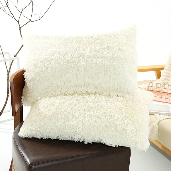 50 x 70 cm plysch kuddfodral, fluffigt kuddfodral, dekorativt kuddfodral, sängkläder kudde, vit