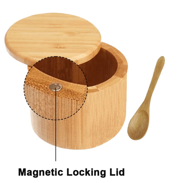 Premium bambusaltbehållare, med magnetiskt lock
