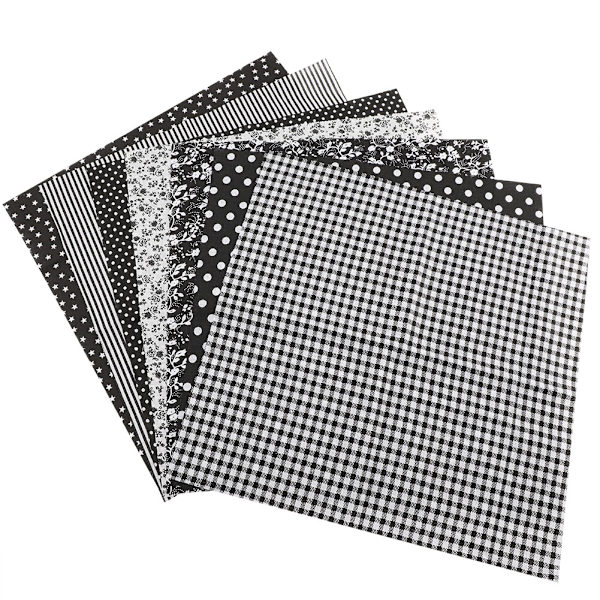 7 st 50*50 cm bomullstyg DIY blandade rutor förskurna sängkläder kit kvartsbunt (svart)