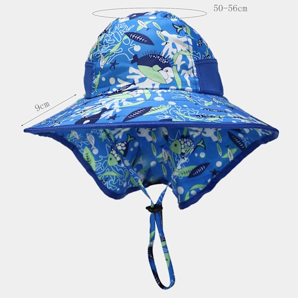 Justerbar andningsbar solhatt för baby, solskydd sommarhatt för småbarn flickor pojkar keps nackskydd med bred brätte UPF 50+ unisex mössa