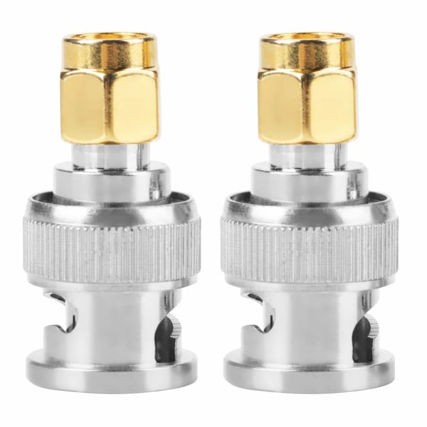 2 st BNC hane till SMA hane RF koaxialkontakt adapter testkonverterare Fint till kopparmaterial