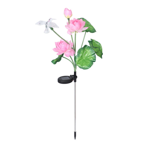 Solcellslampor Lotus Style Färgglada LED-gräsmattslampor för trädgårdsgård Kolibri