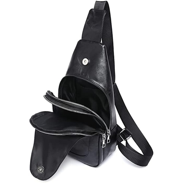 Kvinnor Sling Bag Chestation Bag Liten Axelväska Läder Crossbody Body Bred Rem Axelväska Mini Ryggsäck Unisex för Utomhussporter Vandring