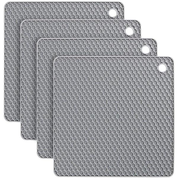 Mats/Hot Pads,Set of 4 Extra Thick Silicone Trivet Mat Heat Resistant Multi-Purpose Pot Holders Hot Pads Square