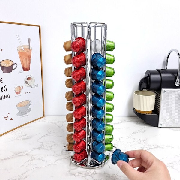 Pod Carousel för Nespresso Original, platsbesparande 360 graders roterande podhållare med solid bas, material av högsta kvalitet för smidig och tyst användning