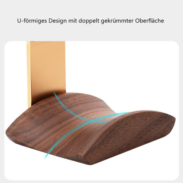 Hörlursstativ, Hörlursstativ, Hörlursstativ, Hörlursväggfäste, Hörlursstativ för ljud, studio och PC-spelheadset, Valnöt