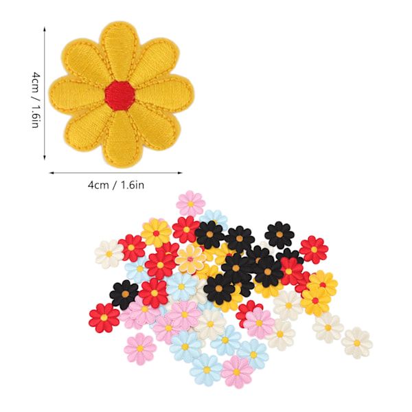 60 st solros strykjärnsmärken 6 färger enkel strykning bomull DIY solrosmärke broderat märke för klänningspaket