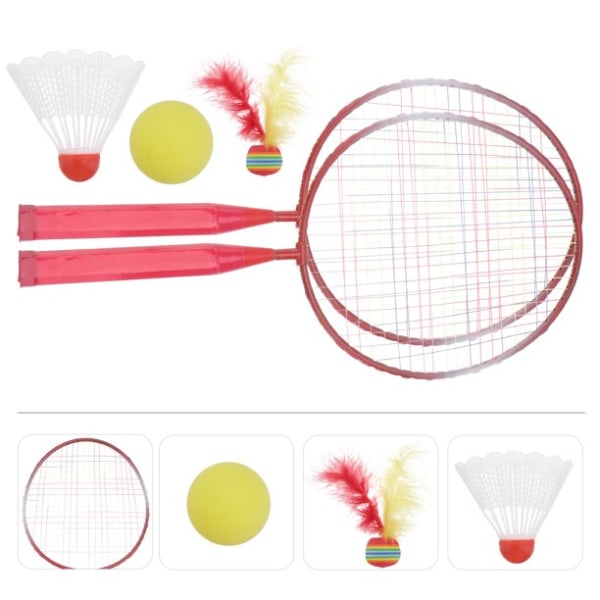 Badminton Tennis Rackets Balls set Barn Sport Lekar Utomhus Förälder-Barn Sport Pedagogiska Sport Spel Leksaker för Barn Pojkar Flickor, Röd