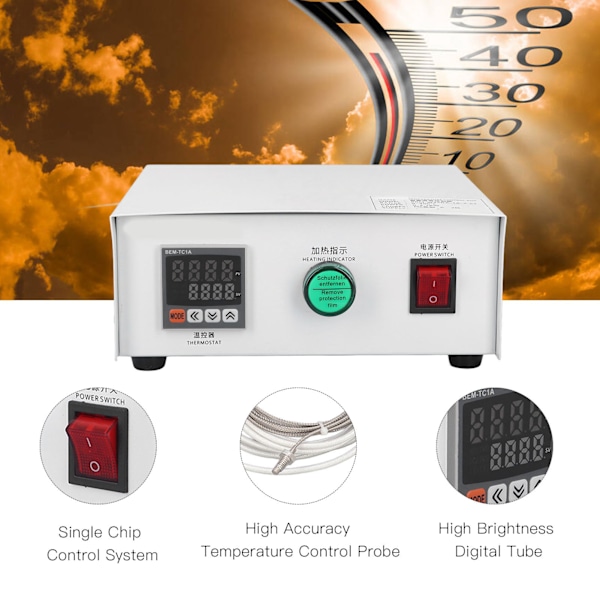 Temperaturregulator PID Temp Kontrollbox Digital Display Termostat M6 AC220V3meter / 9.84ft