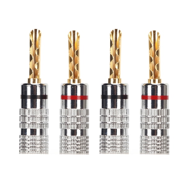 2 par BFA banankontakter 4 mm guldpläterade mässingskontakter med räfflor för förstärkare