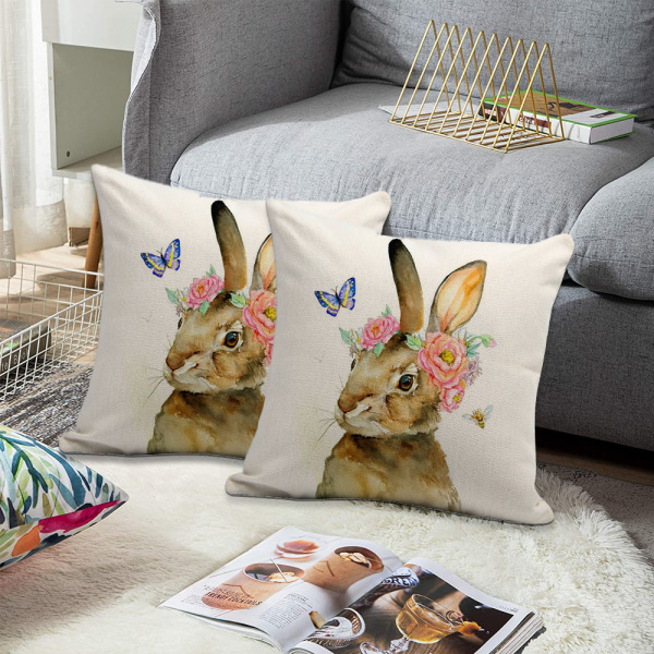 Våren sommaren kanin dekor kuddfodral påsk kanin kanin