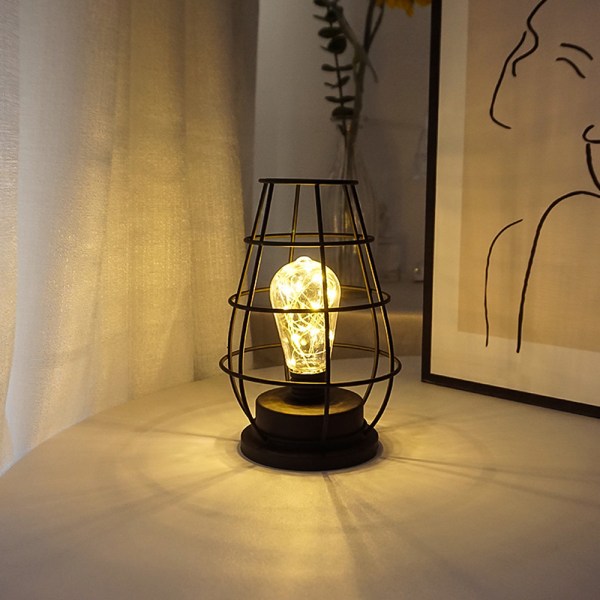 Cage Bulb Lantern Dekorativ lampa，Lampa för sovrumskök