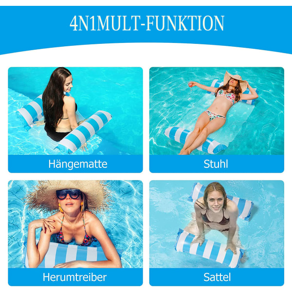 2 set hängmattes uppblåsbara pool flyter, premium pool loungers, multifunktionell pool hängmatta, övervatten hängmatta lounge