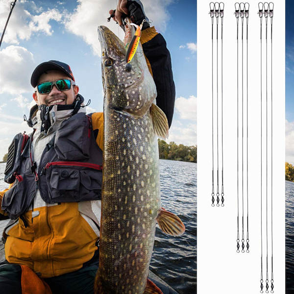 Stålförsedare 60 stycken (20 m + 25 cm + 30 cm) rostfria stålförsedare för fiske gädda rovfiskar rostfria stålförsedare fisketillbehör