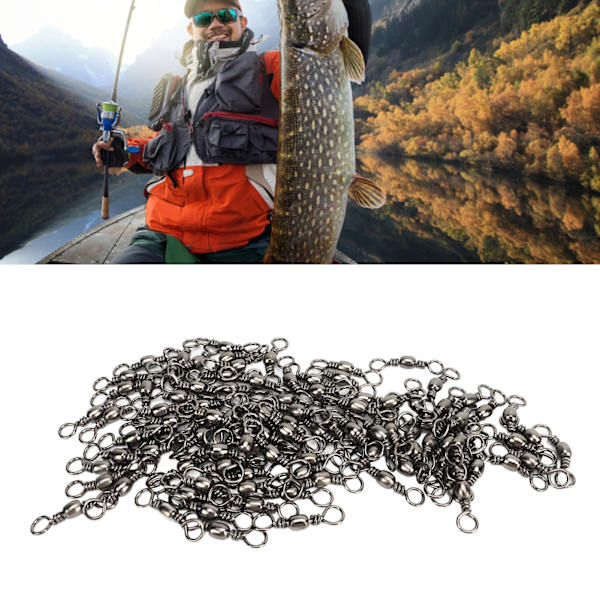 100 st Fiske Swivel Hög Hastighet Stabil Rotation Rostskydd Tunna Swivel Fiske Linje Anslutning 1/0 31mm 48kg