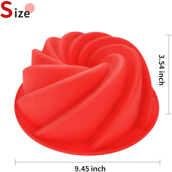 2-pack Silikon Bundt Kakform, Rivalnat Pound Jello Molds, 9,5'' Non-Stick Round Tube Form för Jello, tårta, bröd, födelsedag,