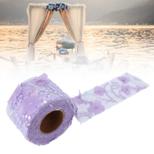 Tulletyg DIY-hantverk Slitstyrka Liten blixt Bärbar Polyester Paljetterad Tulle Rulle 6cmLila