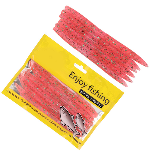 6 st/set Noodle Worm Fiskebete Bite Resistent PVC Mjuk Maggot Dagmask Artificiellt Bete Rosa